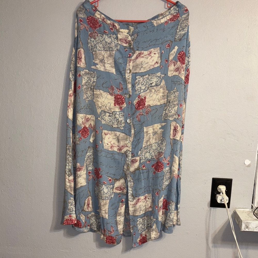 Elegant Floral Blue A-Line Skirt